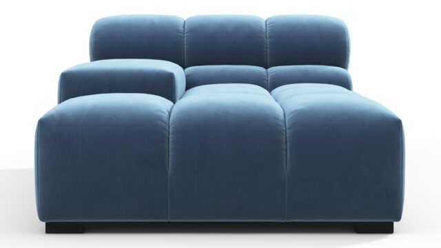 The Tufty – Aegean Blue Velvet, Deep Armrest (Left)