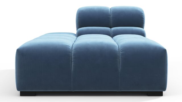 The Tufty – Aegean Blue Velvet, Armless Chaise (Left)