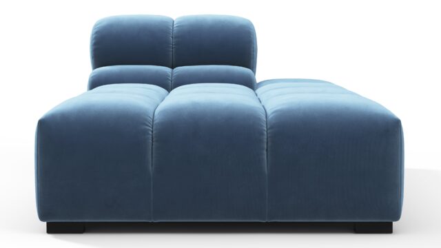 The Tufty – Aegean Blue Velvet, Armless Chaise (Right)