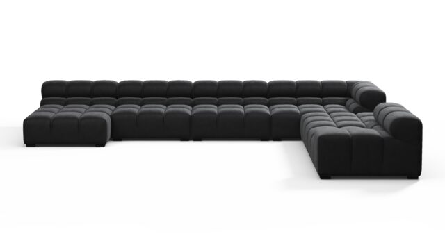 The Tufty – Black Velvet, Extra Large Corner (Right) – Sectional