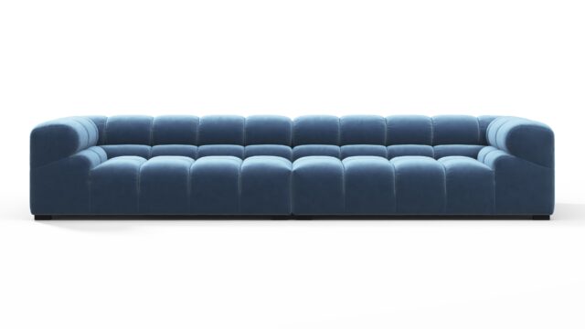 The Tufty – Aegean Blue Velvet, Extra Large Sofa – Sectional