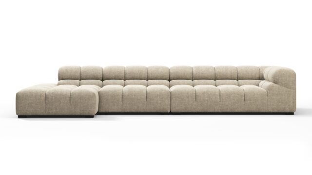 The Tufty – Beige Gray Chenille, Sectional Large Chaise (Left)