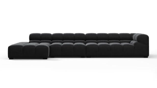 The Tufty – Black Velvet, Sectional Large Chaise (Left)
