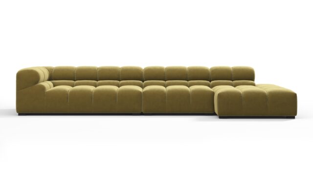 The Tufty – Olive Gold Velvet, Sectional Large Chaise (Right)