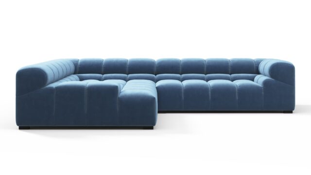 The Tufty – Aegean Blue Velvet, Corner (Left) – Sectional