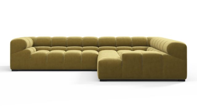 The Tufty – Olive Gold Velvet, Corner (Right) – Sectional
