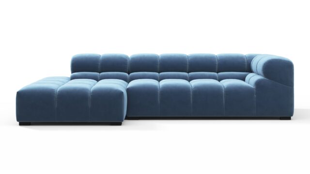 The Tufty – Aegean Blue Velvet, Small L (Left) – Sectional