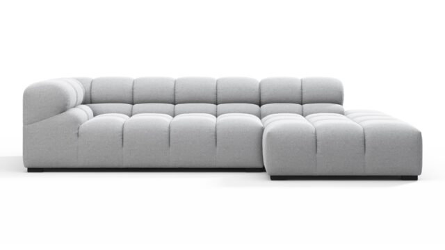 The Tufty – Light Gray Wool, Small L (Right) – Sectional
