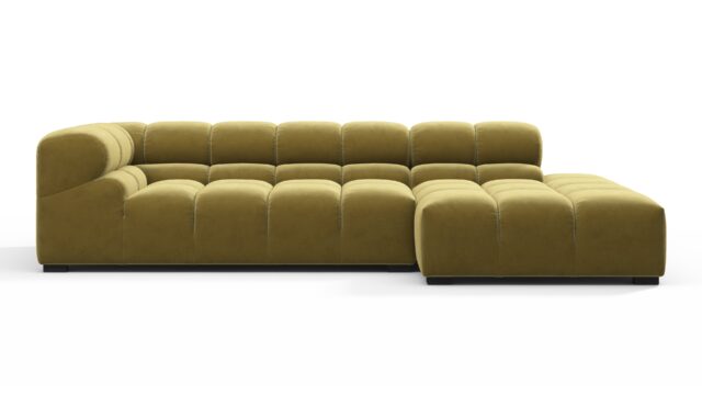 The Tufty – Olive Gold Velvet, Small L (Right) – Sectional