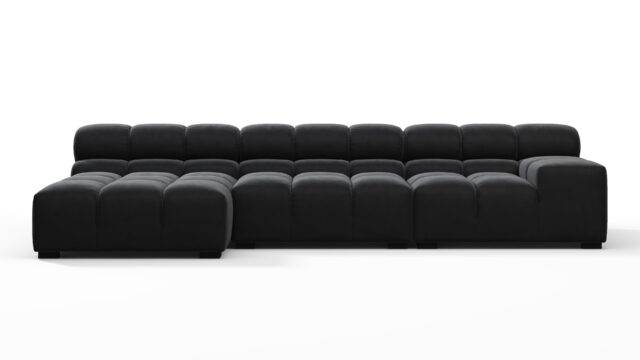 The Tufty – Black Velvet, Small Chaise (Left) – Sectional