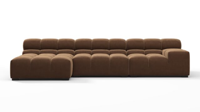 The Tufty – Mocha Velvet, Small Chaise (Left) – Sectional