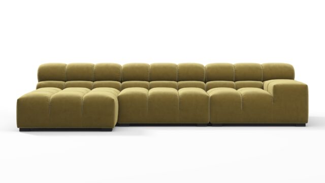 The Tufty – Olive Gold Velvet, Small Chaise (Left) – Sectional