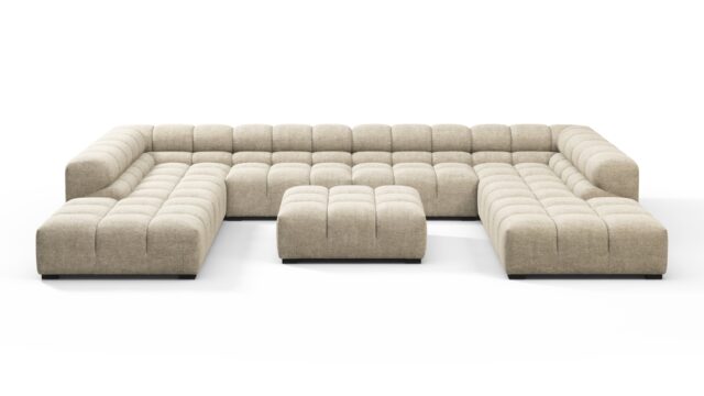 The Tufty – Beige Gray Chenille, U Shape – Sectional
