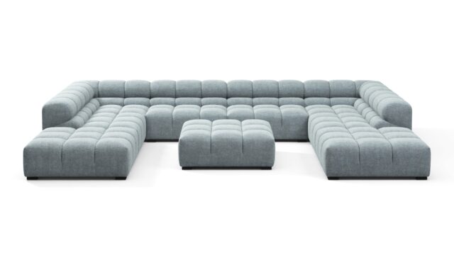 The Tufty – Cerulean Chenille, U Shape – Sectional