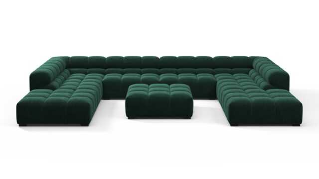 The Tufty – Forest Green Chenille, U Shape – Sectional