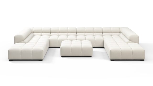 The Tufty – Oatmeal Brushed Weave, U Shape – Sectional