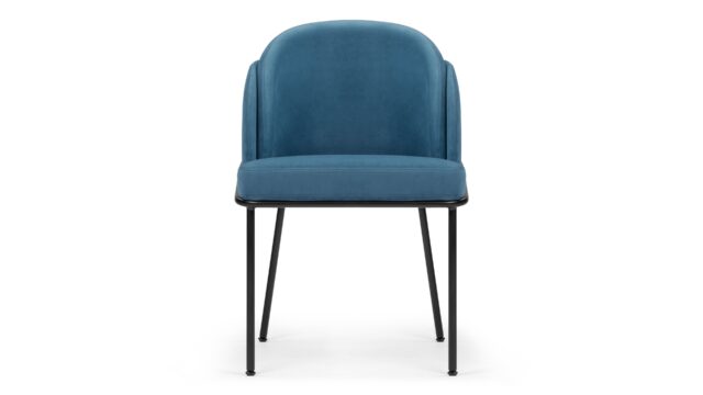 The Aben – Aegean Blue Velvet with Black Legs, Dining Chair
