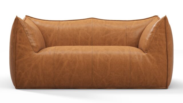 The Bambole – Distressed Brown Premium Leather, Two Seater Sofa