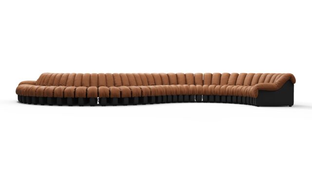 The DS 600 – Vintage Tan and Black Vegan Leather, Curved Sectional
