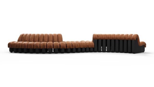 The DS 600 – Vintage Tan and Black Vegan Leather, Double Sided Curved Sectional