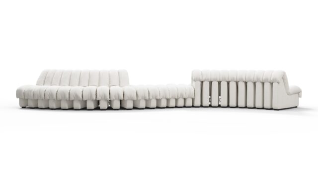 The DS 600 – White Boucle, Double Sided Curved Sectional