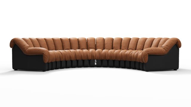 The DS 600 – Vintage Tan and Black Vegan Leather, Large Sectional