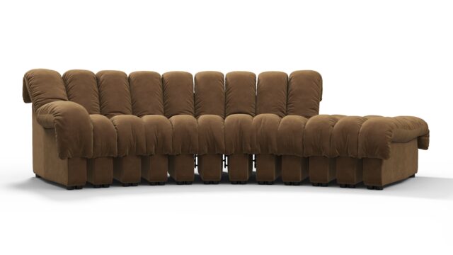 The DS 600 – Brown Vegan Suede, Small Open End Sofa (Right)