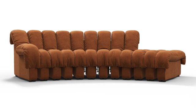 The DS 600 – Burnt Orange Vegan Suede, Small Open End Sofa (Right)