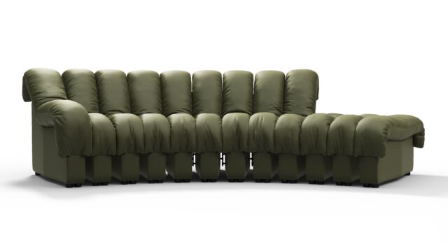 The DS 600 – Deep Olive Vegan Leather, Small Open End Sofa (Right)