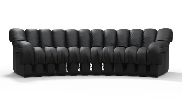 The DS 600 – Black Vegan Leather, Three Seater Sofa