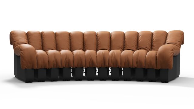 The DS 600 – Vintage Tan and Black Vegan Leather, Three Seater Sofa