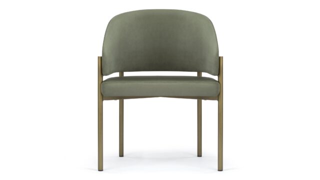The Esme – Sage Vegan Suede and Brushed Brass, Dining Chair