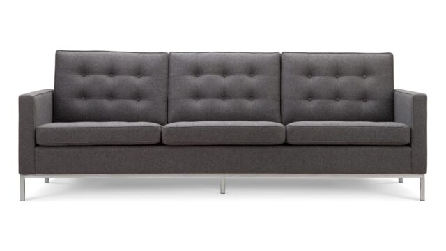 The Florence – Dark Gray Wool, Three Seater