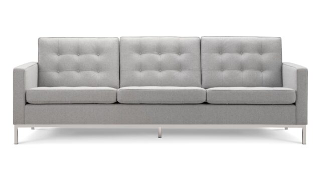 The Florence – Light Gray Wool, Three Seater