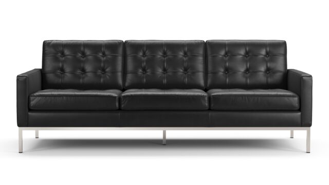 The Florence – Midnight Black Premium Leather, Three Seater
