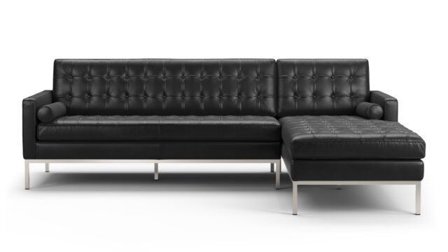 The Florence – Midnight Black Premium Leather, Three Seater Sofa