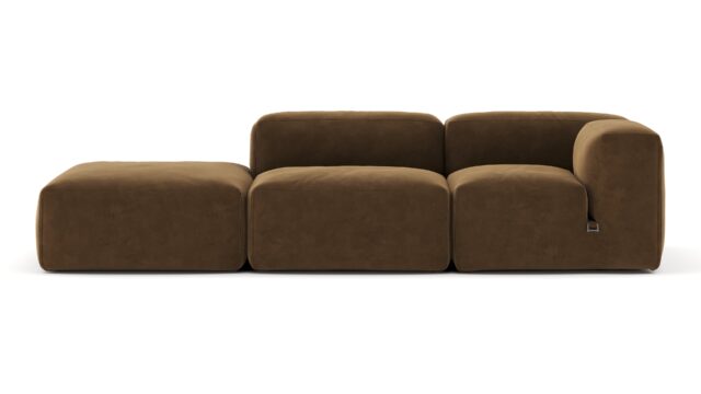 The Le Mura – Brown Vegan Suede, Open End Sofa (Left)