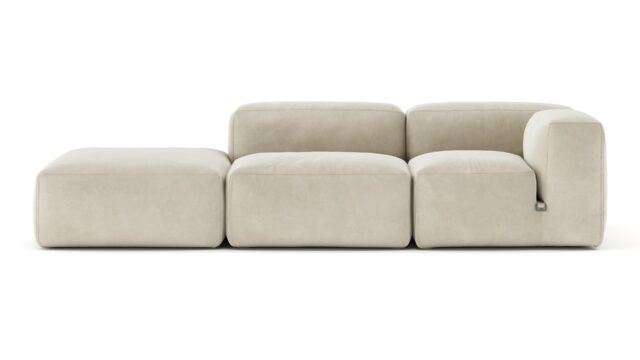 The Le Mura – Eggshell Vegan Suede, Open End Sofa (Left)