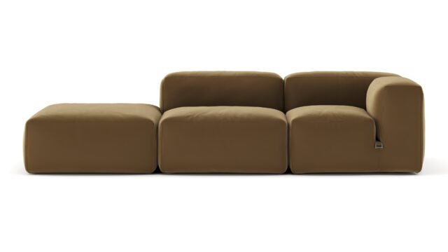 The Le Mura – Old Gold Velvet, Open End Sofa (Left)