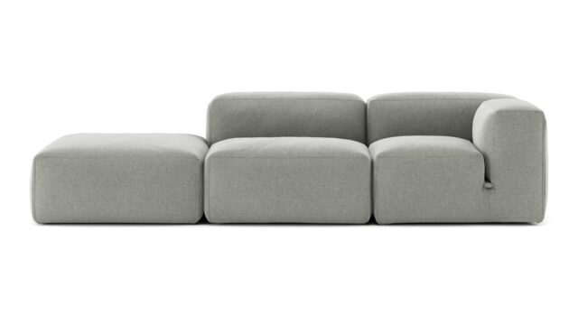 The Le Mura – Soft Gray Brushed Weave, Open End Sofa (Left)
