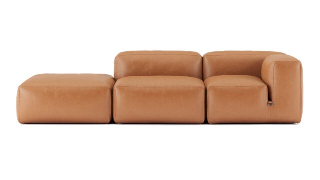 The Le Mura – Tan Vegan Leather, Open End Sofa (Left)