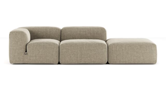 The Le Mura – Beige Gray Chenille, Open End Sofa (Right)