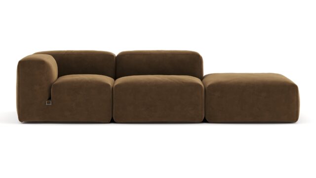 The Le Mura – Brown Vegan Suede, Open End Sofa (Right)