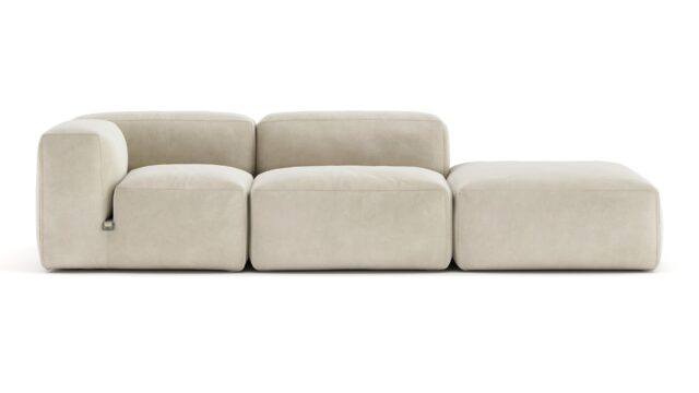 The Le Mura – Eggshell Vegan Suede, Open End Sofa (Right)