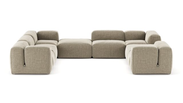 The Le Mura – Beige Gray Chenille, Eight Seater (Left)