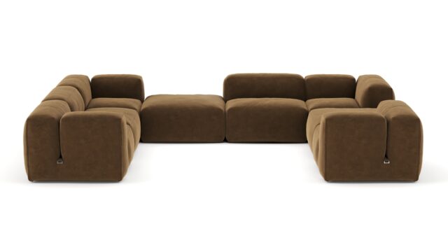 The Le Mura – Brown Vegan Suede, Eight Seater (Left)