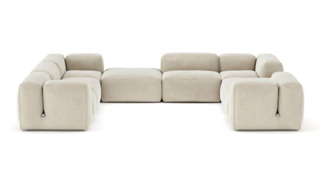 The Le Mura – Eggshell Vegan Suede, Eight Seater (Left)
