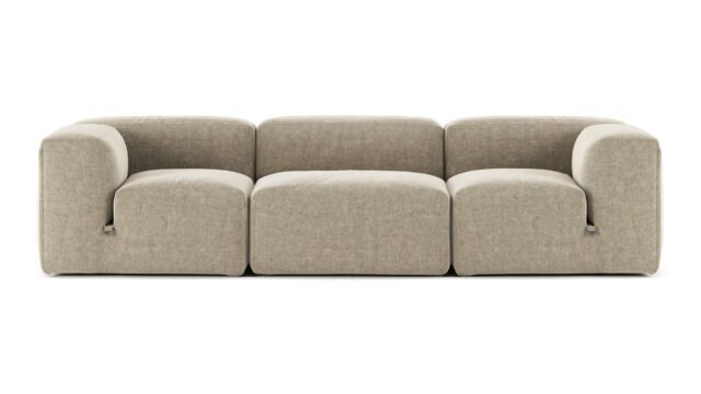The Le Mura – Beige Gray Chenille, Three Seater Sofa