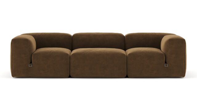 The Le Mura – Brown Vegan Suede, Three Seater Sofa