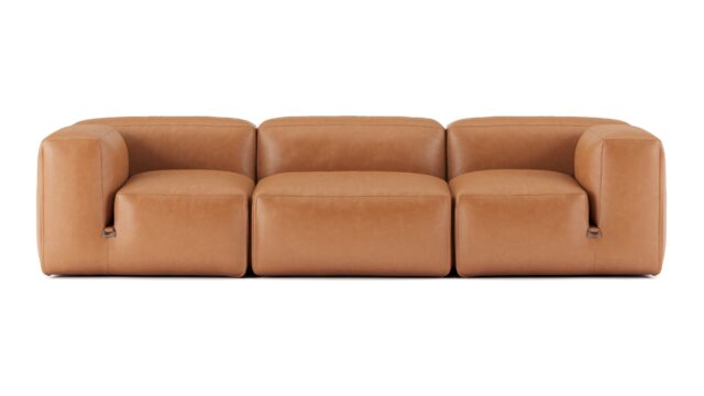 The Le Mura – Tan Vegan Leather, Three Seater Sofa